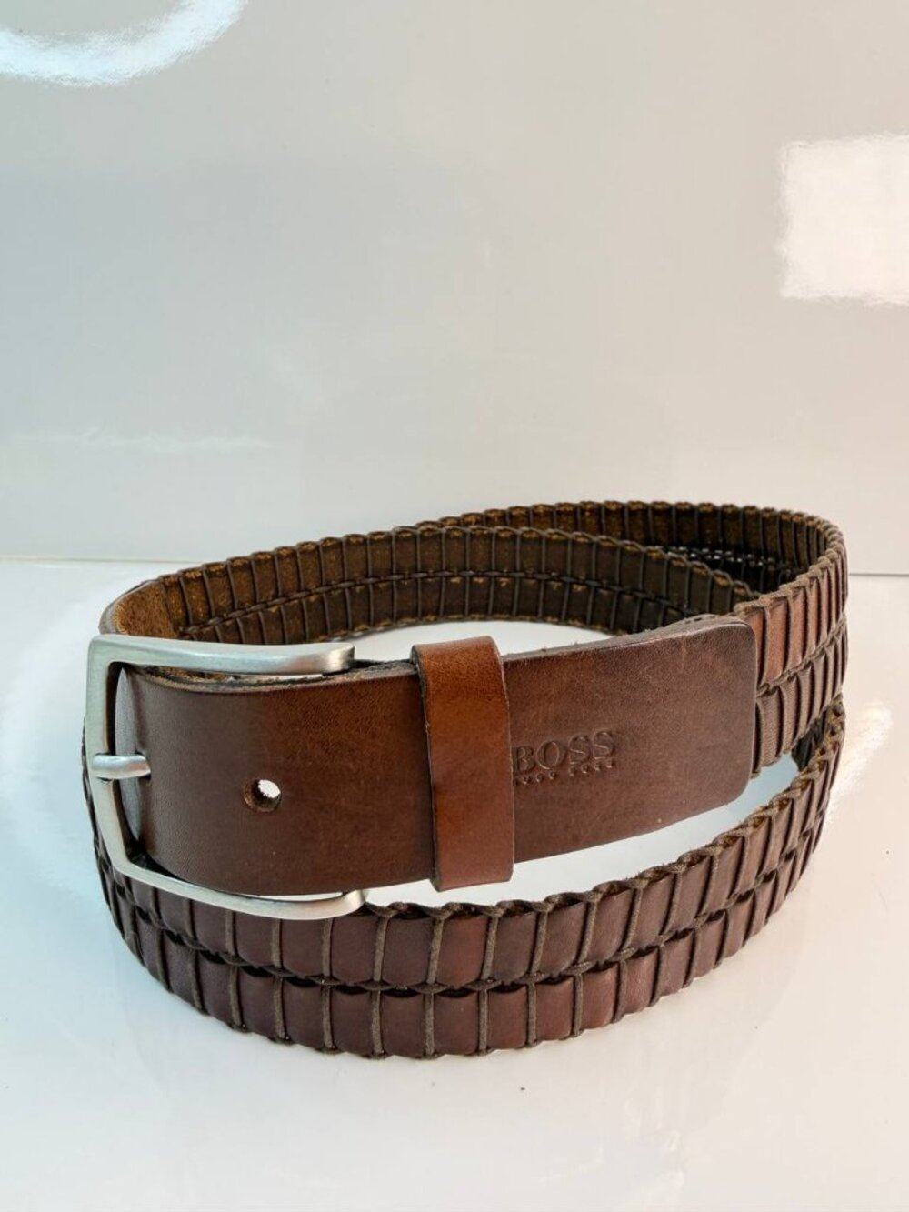 Hugo Boss Woven Leather Belt – Size 42